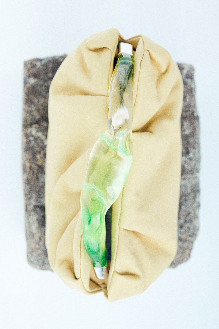 The Lunchbox - Lime Resin and Yellow Leather Clutch Bag