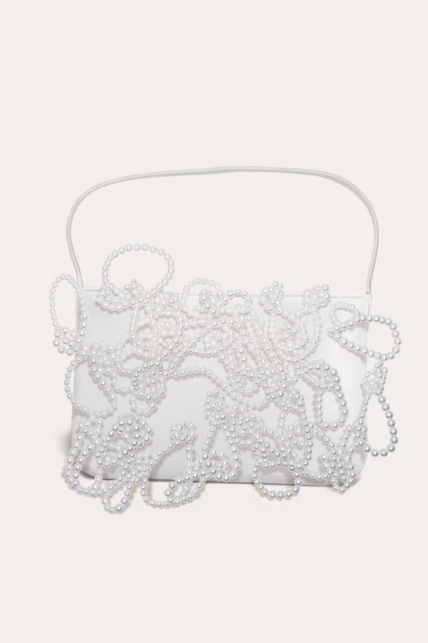 Le Sac à Main en Cuir Recyclé Blanc et Perlé - The Pearly Pearl