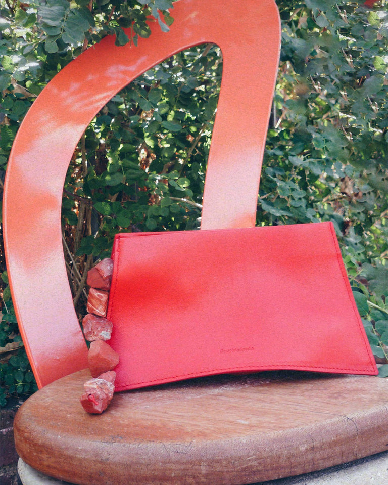 G21 - Pochette en cuir noir et pierre