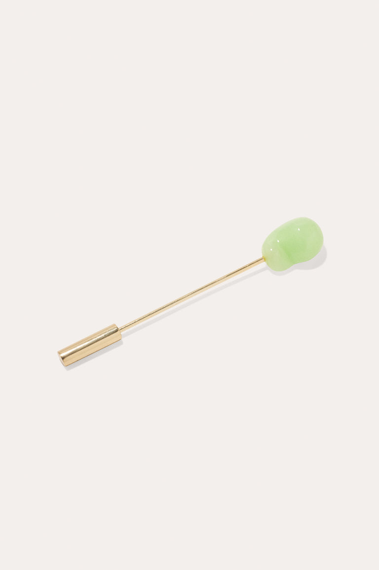 H31 - Jade Bio Resin and Gold Vermeil Pin