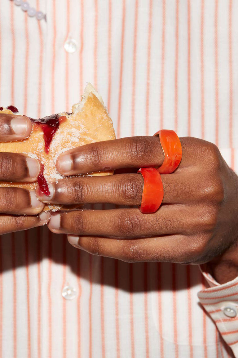 Un cercle vertueux ? - Bague Signet en Résine Bio Orange et Vermeil