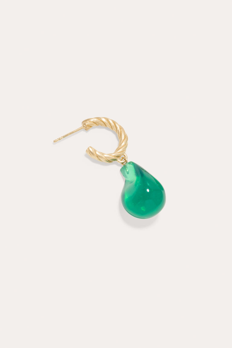 Husband Number Six? - Green Bio Resin and Gold Vermeil Single Earring