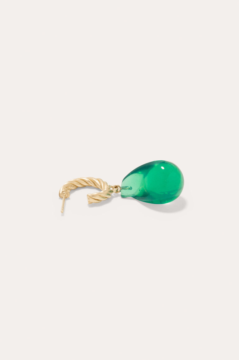 Husband Number Six? - Green Bio Resin and Gold Vermeil Single Earring