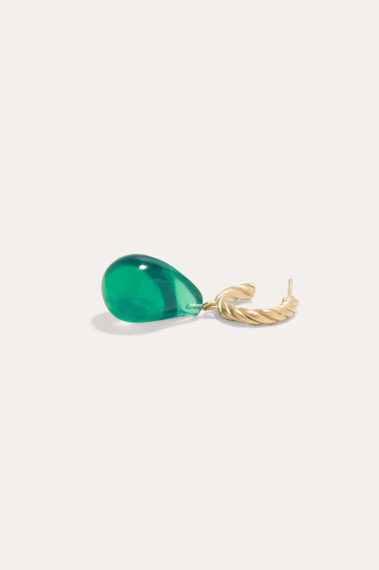 Husband Number Six? - Green Bio Resin and Gold Vermeil Single Earring