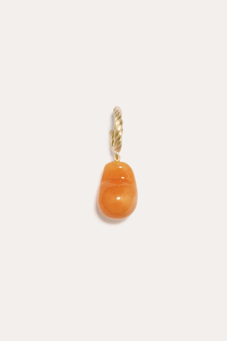 Husband Number Six? - Orange Bio Resin and Gold Vermeil Single Earring