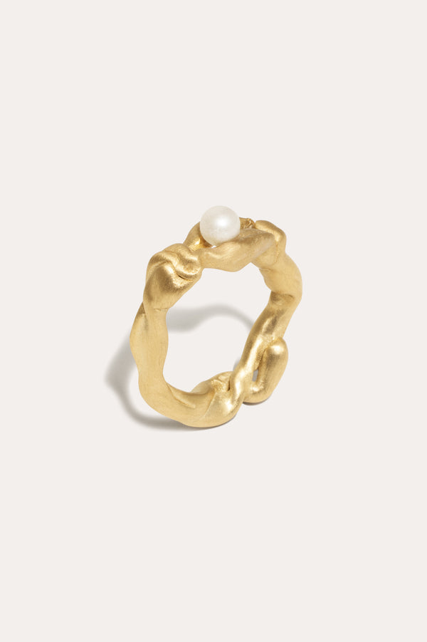 Treacle - Bague en vermeil or, perles et or recyclé