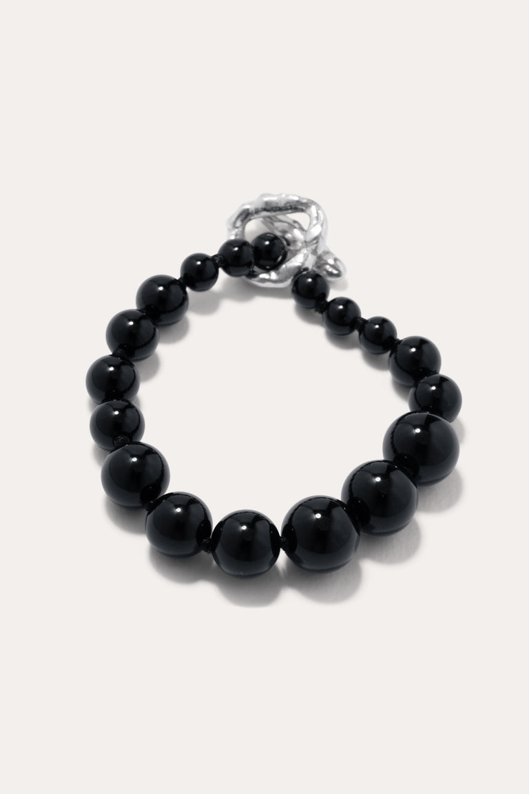 Knee‐Deep In A Bog in North Yorkshire - Black Onyx and Recycled Silver Bracelet