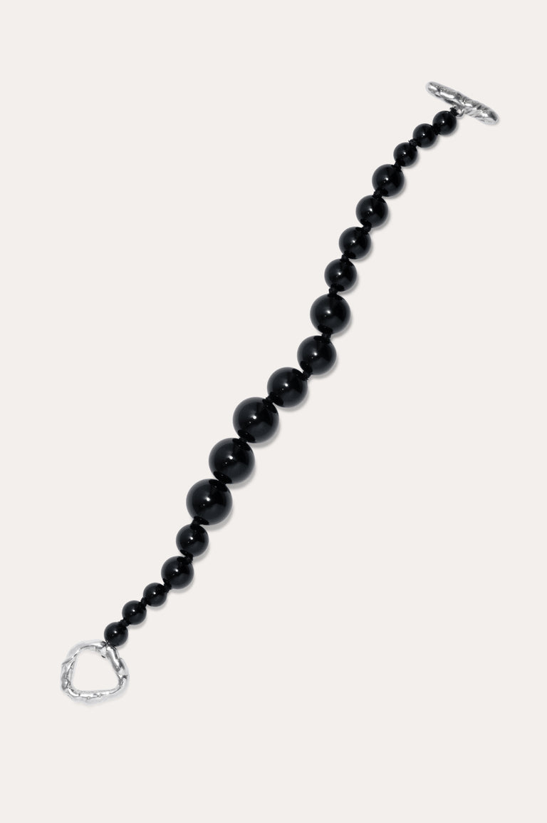 Knee‐Deep In A Bog in North Yorkshire - Black Onyx and Recycled Silver Bracelet