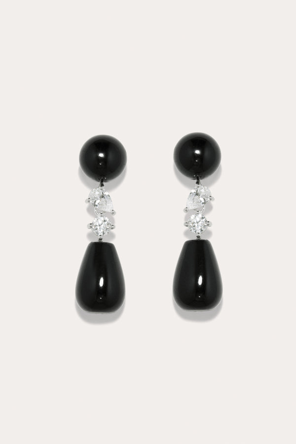 Tarn - Boucles d'oreilles en argent recyclé avec onyx noir et oxydes de zirconium