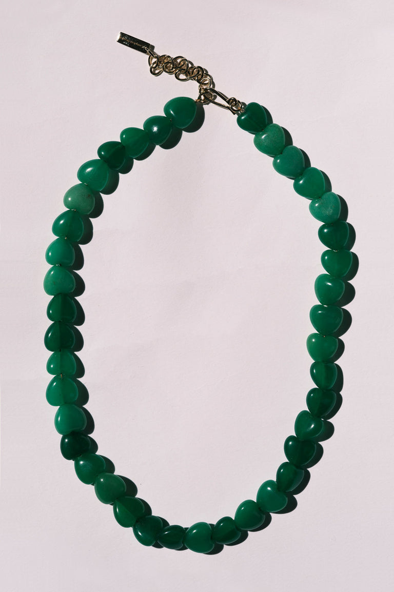 La Fenêtre du Cœur - Collier Perle Cœur Vert et Vermeil Recyclé