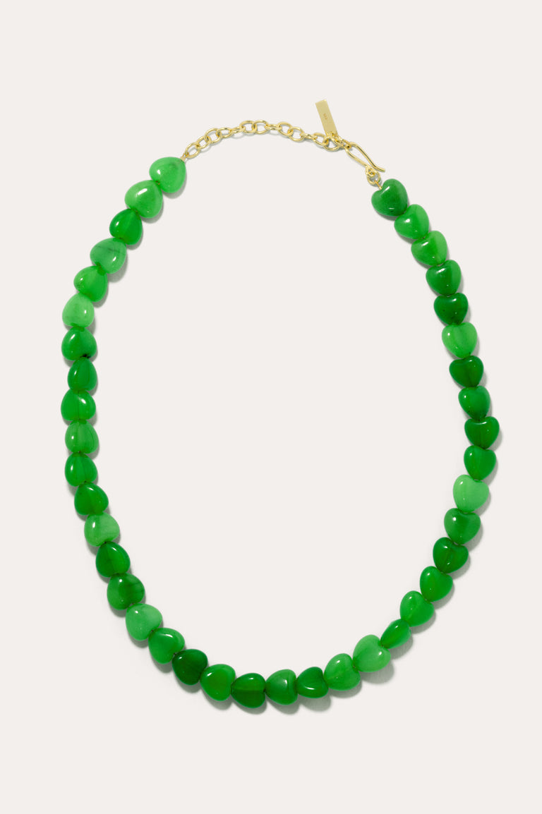 The Heart's Window - Green Heart Bead and Recycled Gold Vermeil Necklace