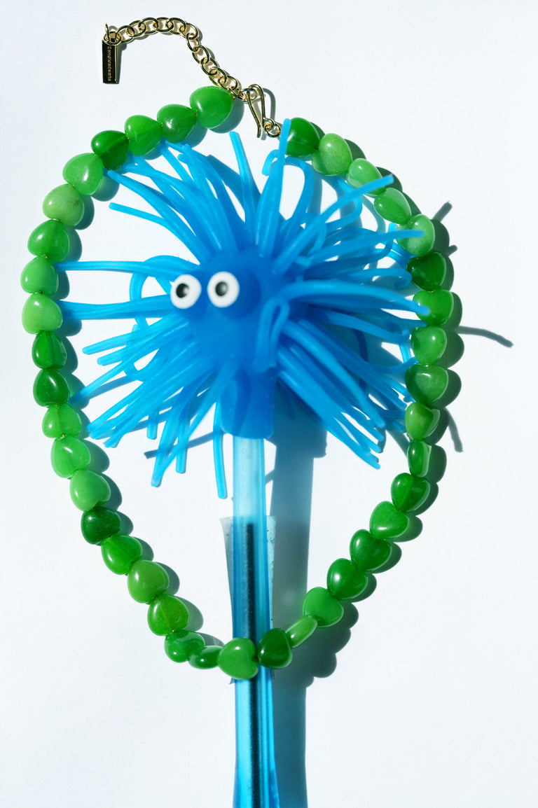 The Heart's Window - Green Heart Bead and Recycled Gold Vermeil Necklace