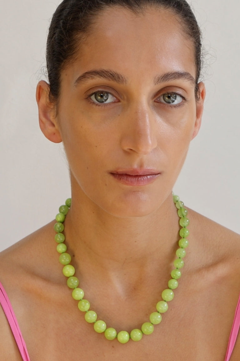 Lime Cordial - Green Calcite and Silver Plated Necklace