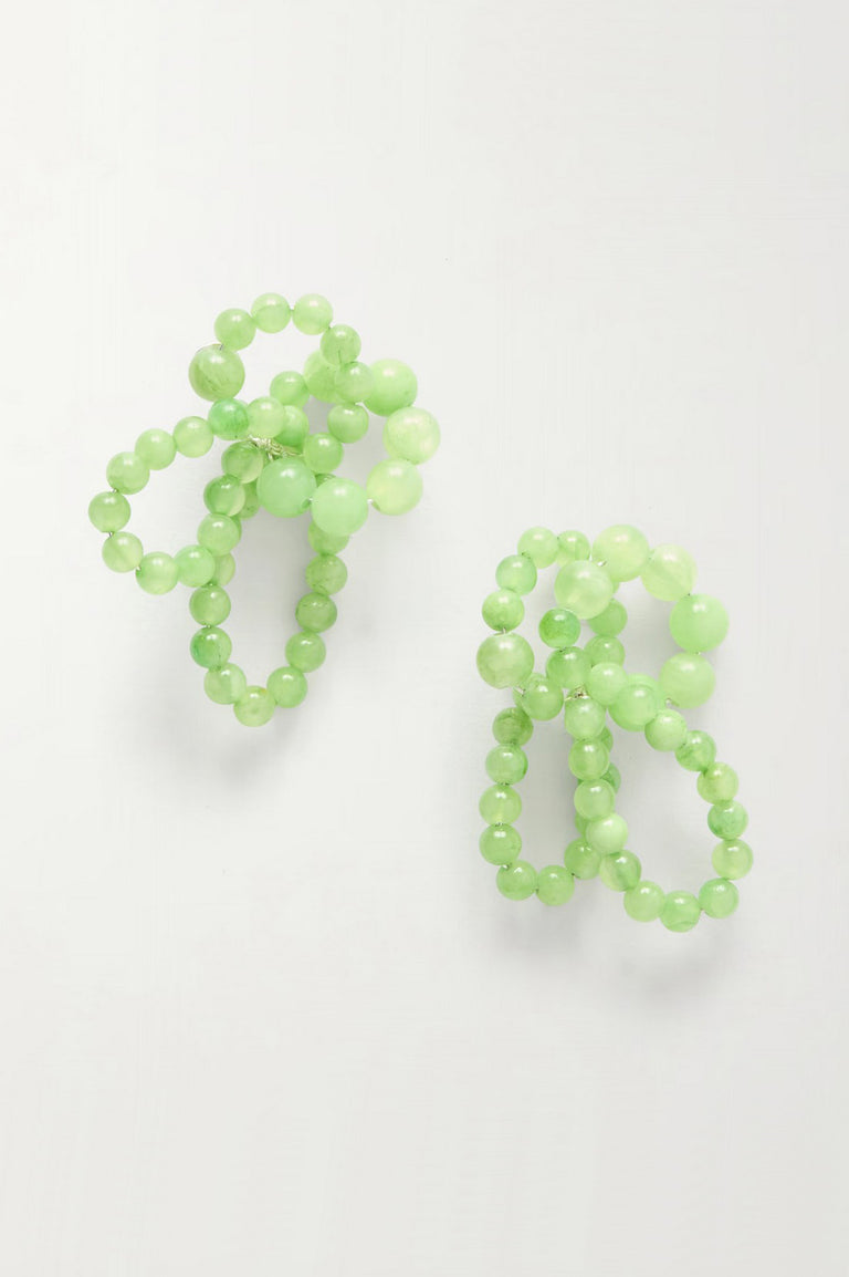 Iceberg - Green Calcite and Recycled Silver Earrings
