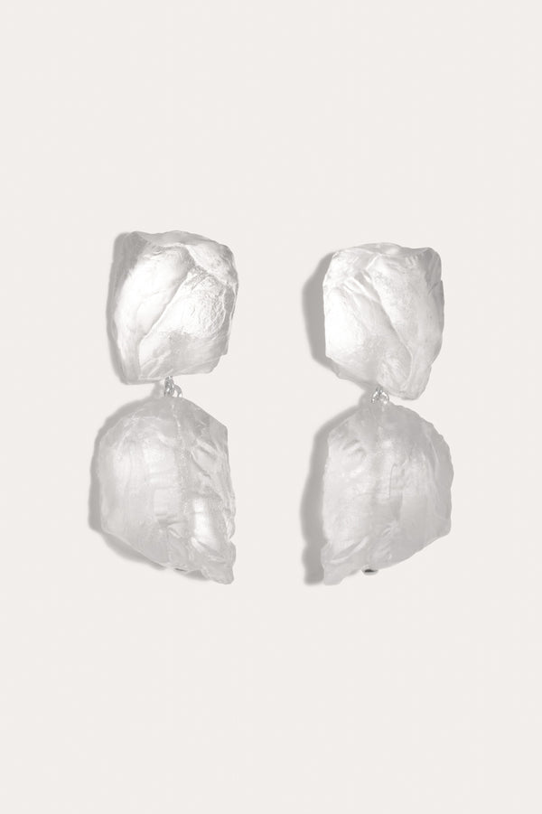 H93 - Boucles d'oreilles en résine transparente et argent recyclé