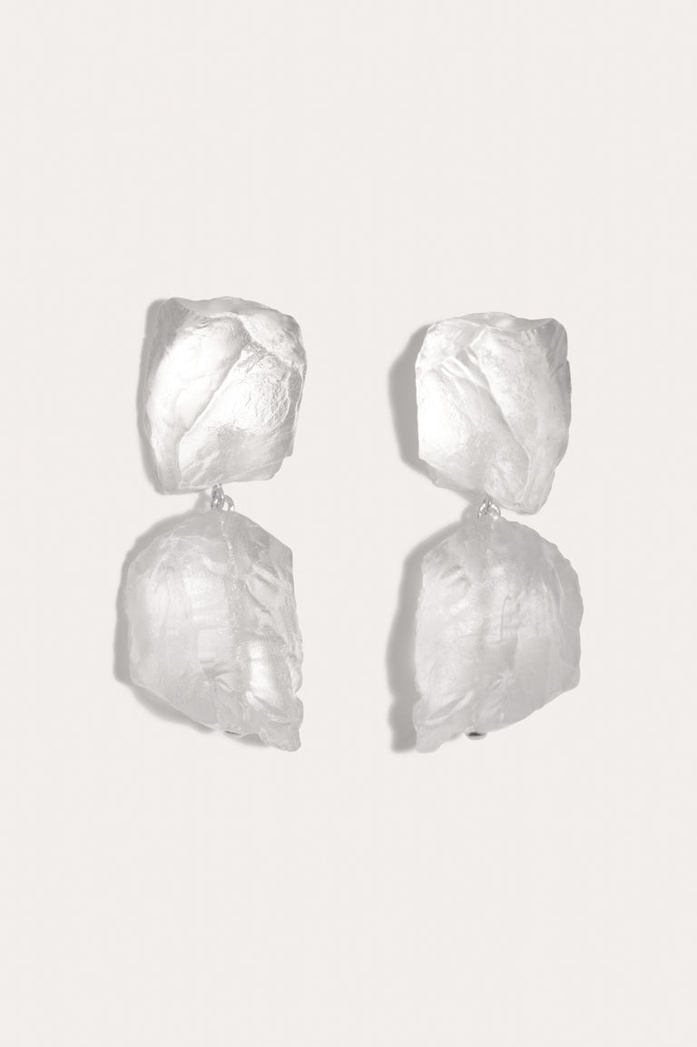 H93 - Boucles d'oreilles en résine transparente et argent recyclé