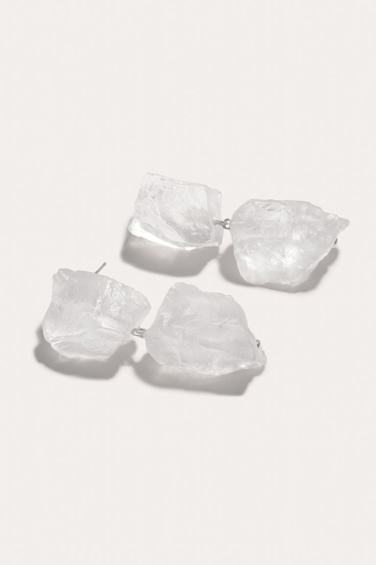 The Iceberg's Other Half - Clear Resin and Recycled Silver Earrings