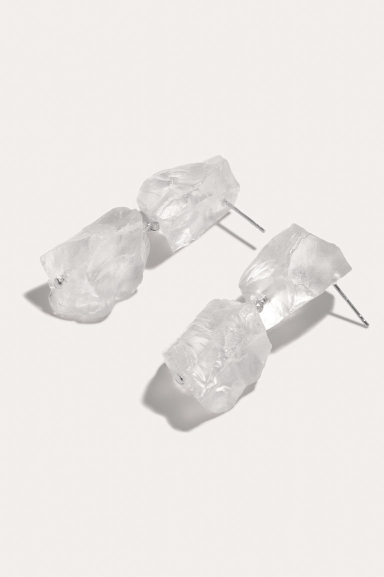 The Iceberg's Other Half - Clear Resin and Recycled Silver Earrings