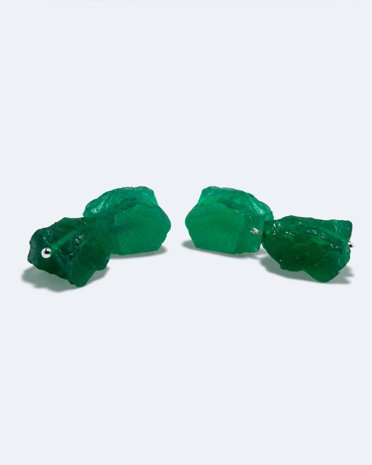 The Iceberg's Other Half - Green Resin and Recycled Silver Earrings