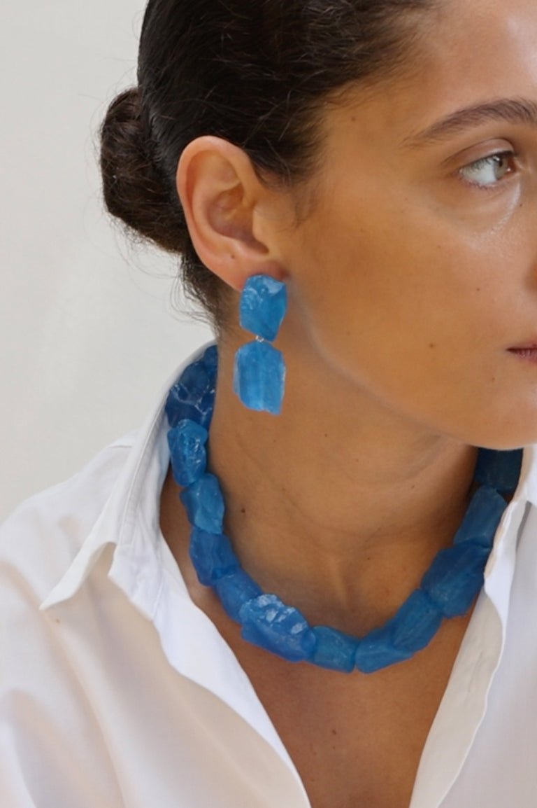 The Iceberg's Other Half - Blue Resin and Recycled Silver Necklace