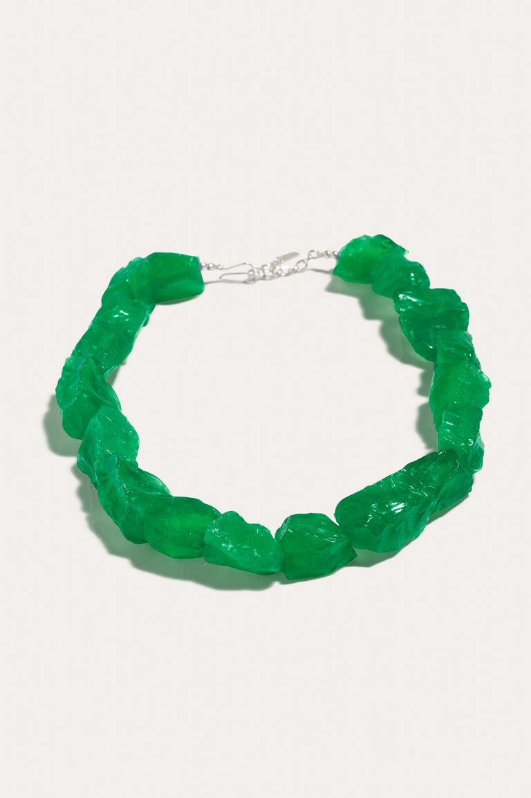 The Iceberg's Other Half - Green Resin and Recycled Silver Necklace