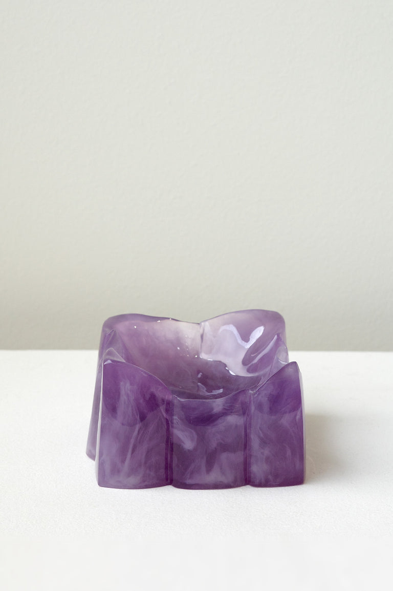 Crumpled Dish - Small Marble Resin Dish in Gloss Lilac