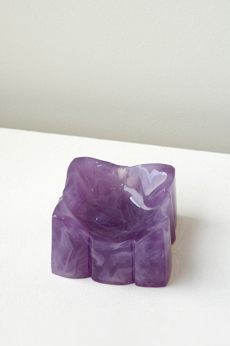 Crumpled Dish - Small Marble Resin Dish in Gloss Lilac