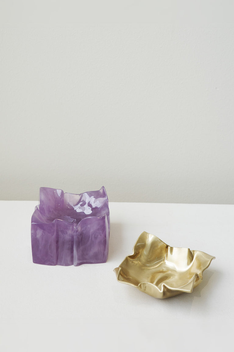 Crumpled Dish - Small Marble Resin Dish in Gloss Lilac