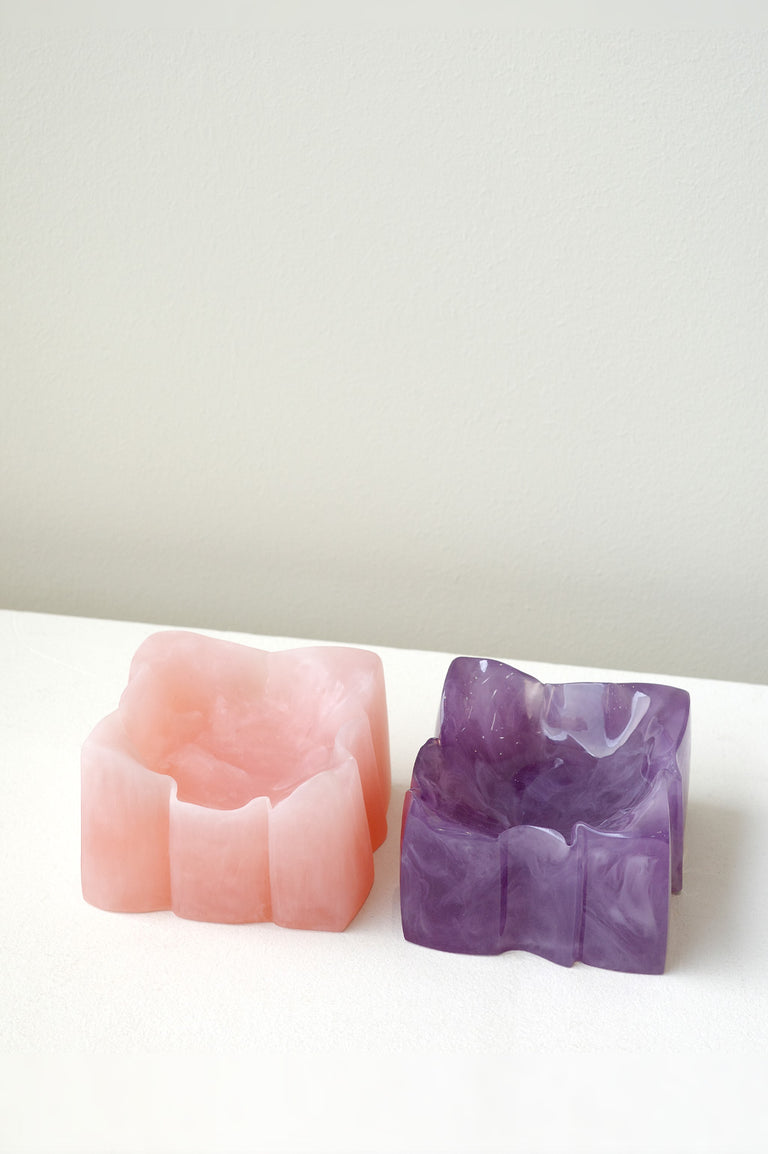 Crumpled Dish - Small Marble Resin Dish in Matte Rose Quartz