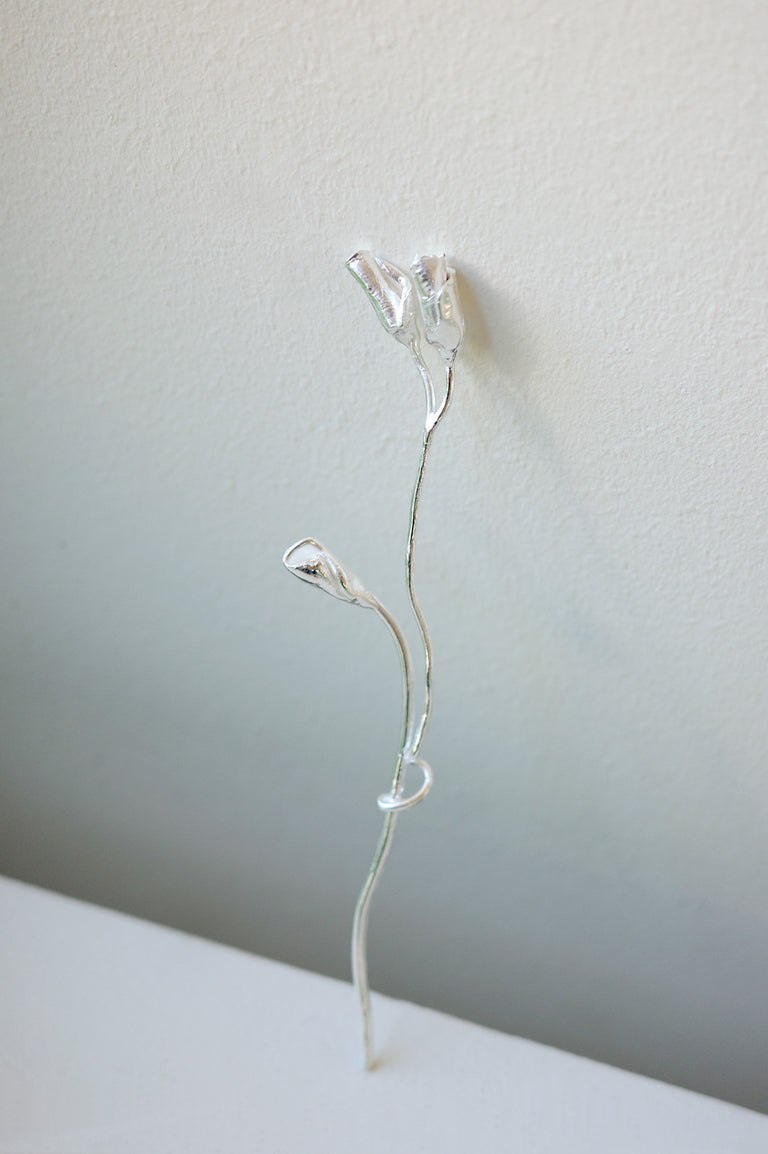 Yesteryear - Set of 2 Flower Ornament in Silver