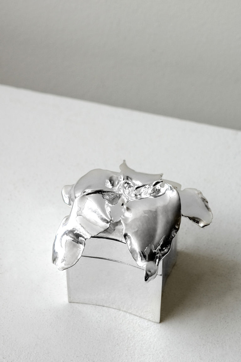 Medium Flower Trinket Box - Jewellery Box in Silver