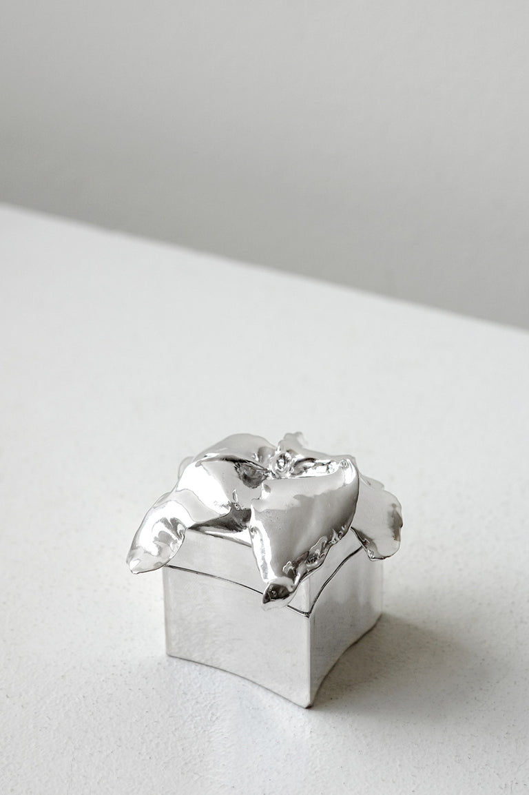 Petite boîte à bibelots fleurie - Boîte à bijoux en argent
