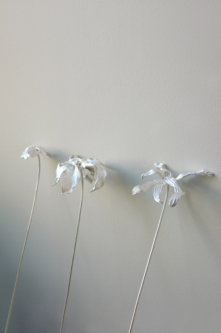 L65 - Set of 3 Flower Ornament in Silver