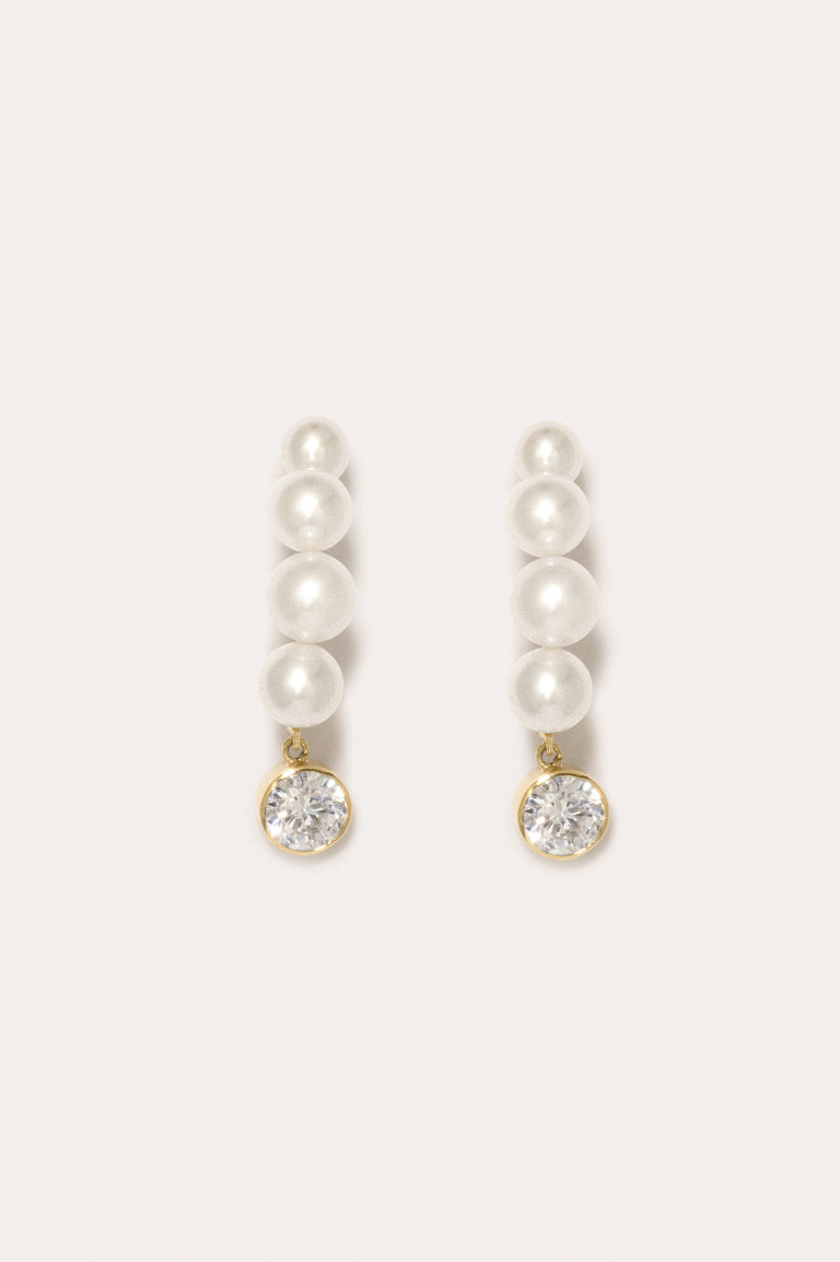 Many Worlds - Pearl and Zirconia Gold Vermeil Earrings