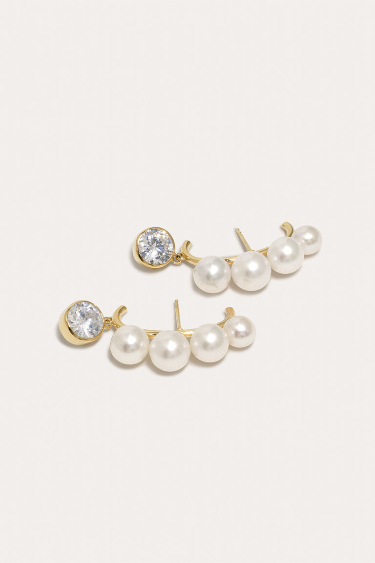 Many Worlds - Pearl and Zirconia Gold Vermeil Earrings