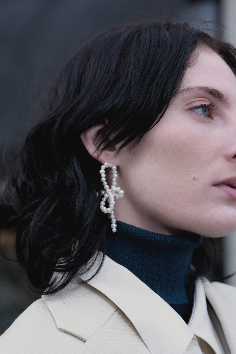 Loop‐the‐Loop - Pearl and Zirconia Gold Vermeil Earrings