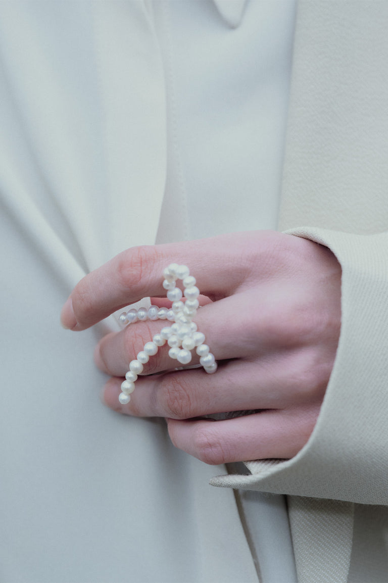 Loop‐the‐Loop - Pearl and Recycled Gold Vermeil Ring