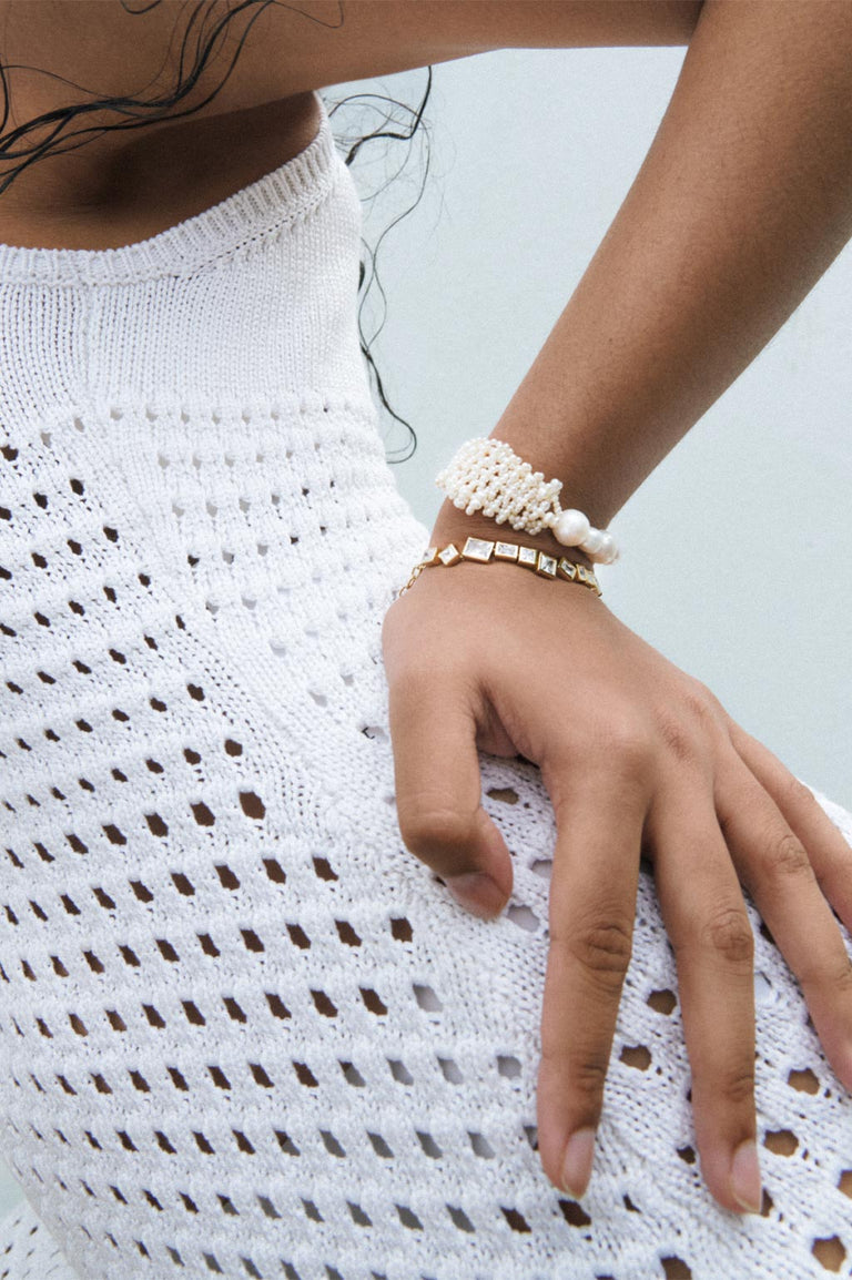 Cove - Bracelet en perles et vermeil d'or recyclé