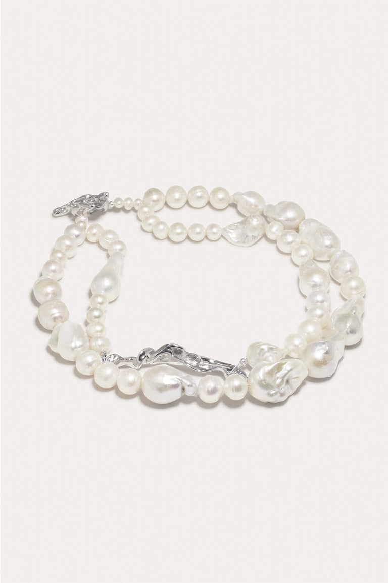 Foraging - Pearl and Recycled Silver Necklace