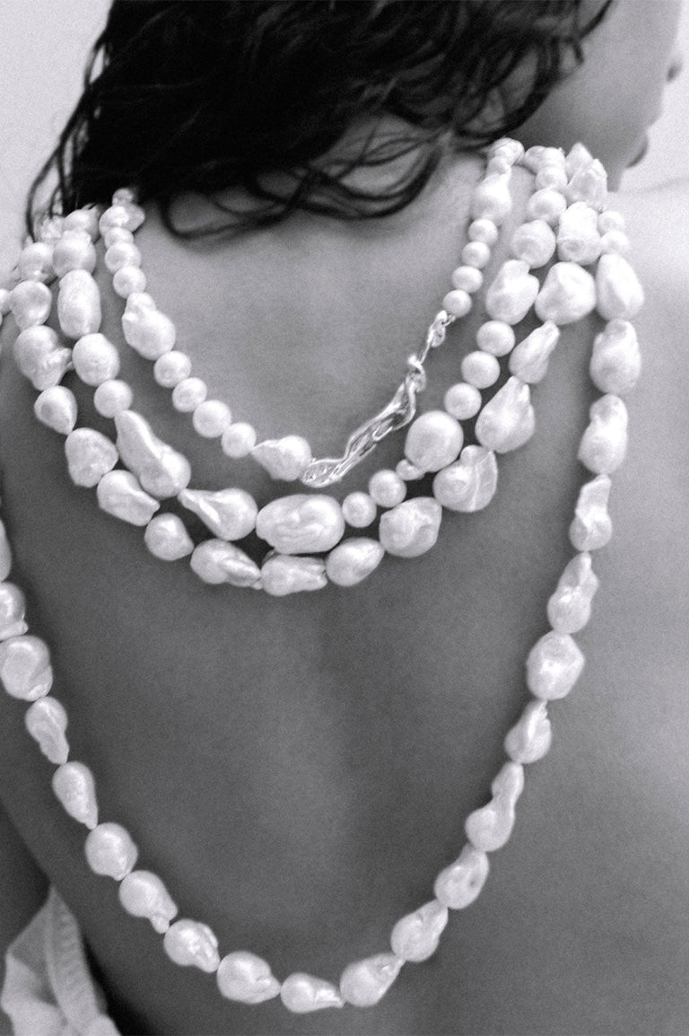 Foraging - Pearl and Rhodium Plated Necklace