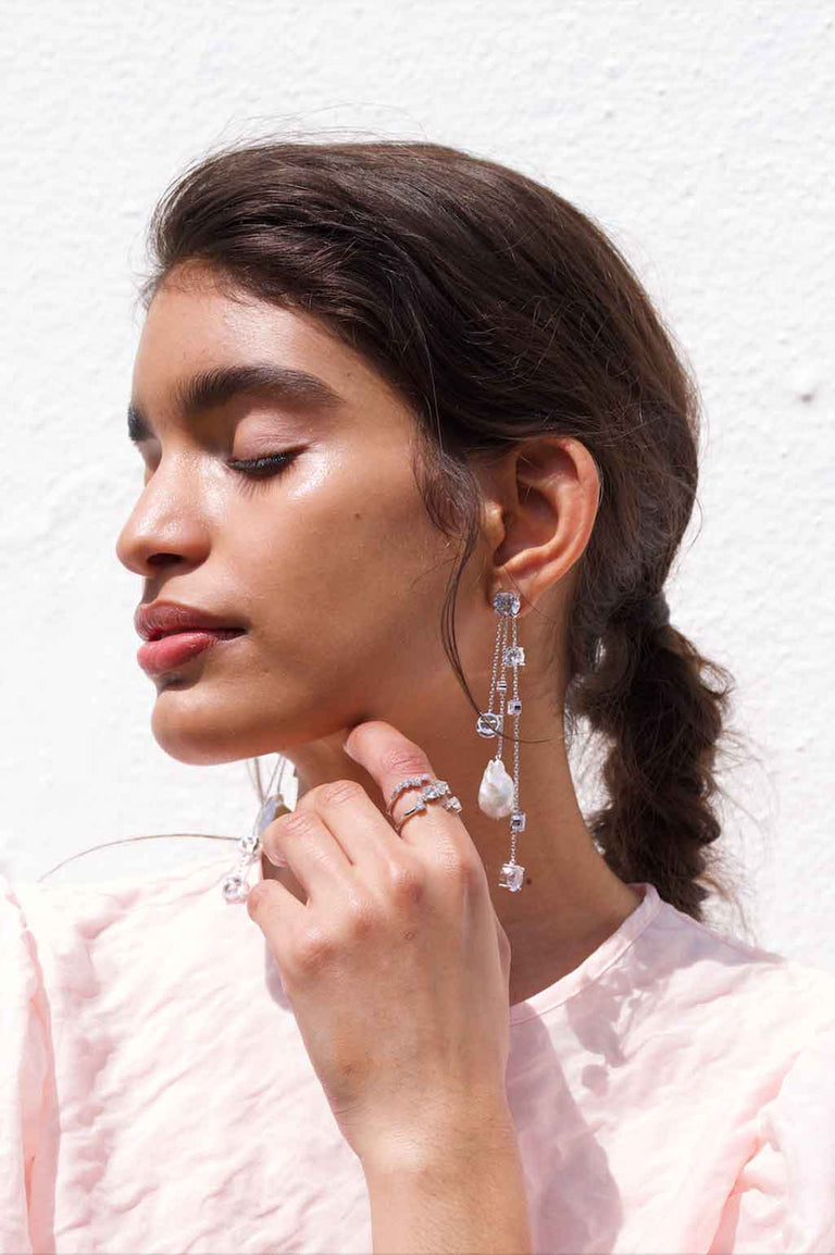 Bonafide Madness - Boucles d'oreilles en argent recyclé, perles et zircons