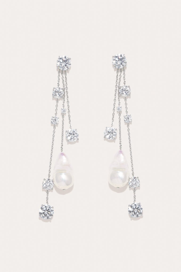 Bonafide Madness - Pearl and Zirconia Recycled Silver Earrings