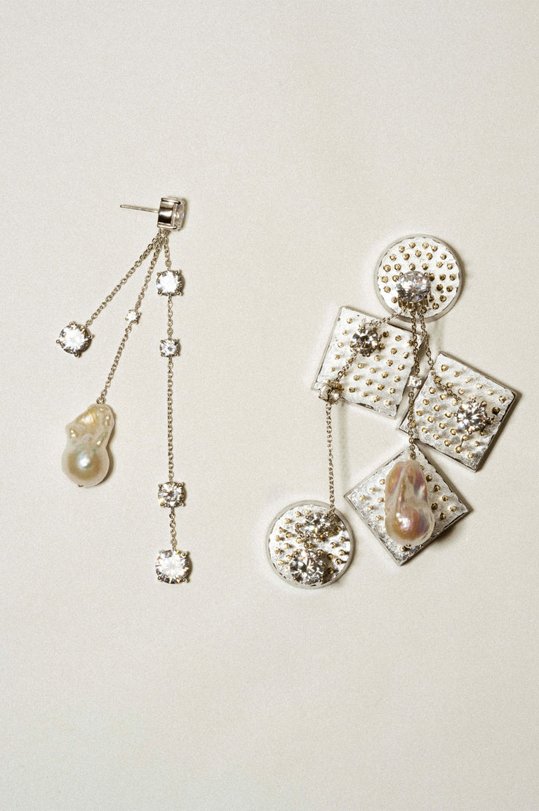 Bonafide Madness - Boucles d'oreilles en argent recyclé, perles et zircons