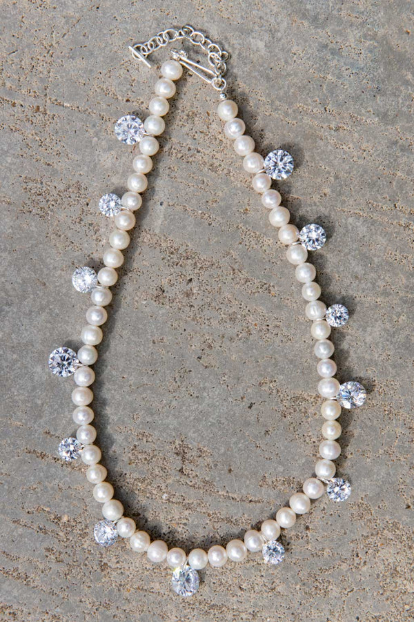 Rêver éveillée – Collier en argent recyclé perle et zircone