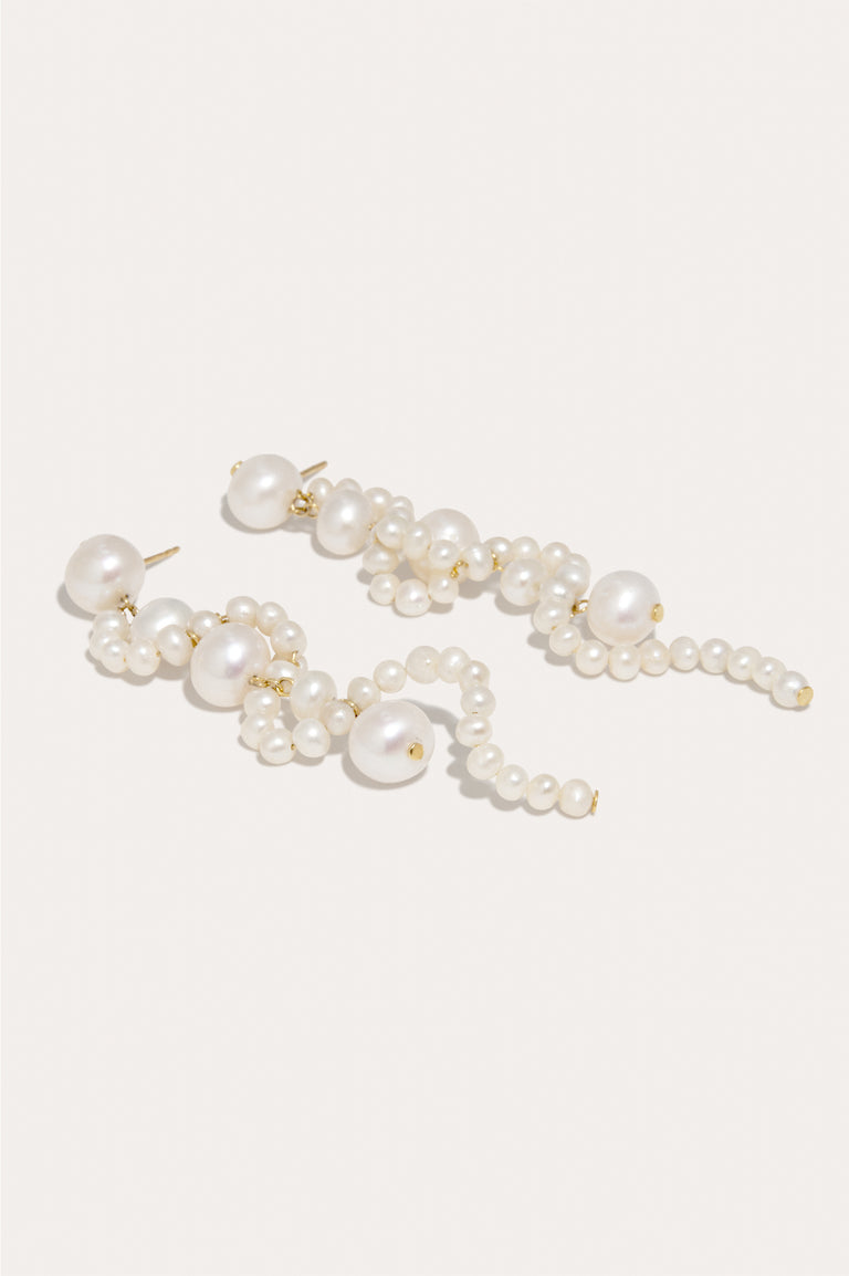 The Mist - Pearl and Recycled Gold Vermeil Earrings