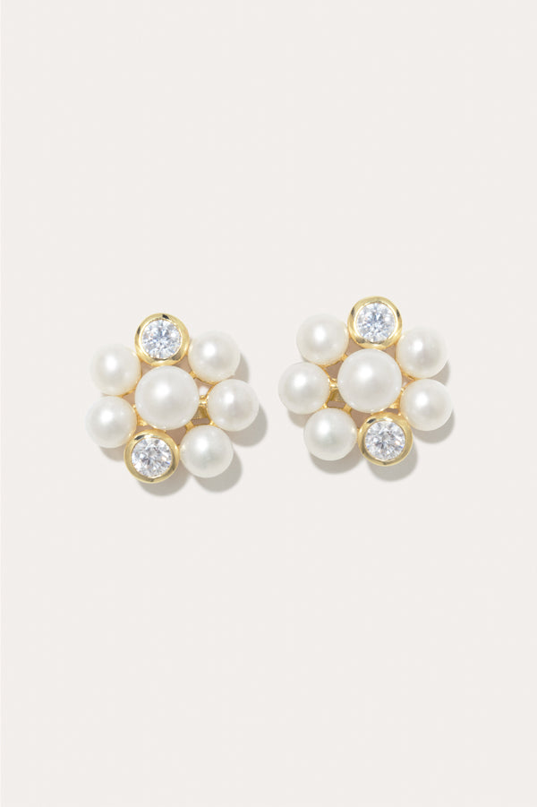Lightdrops - Pearl and Zirconia Recycled Gold Vermeil Stud Earrings