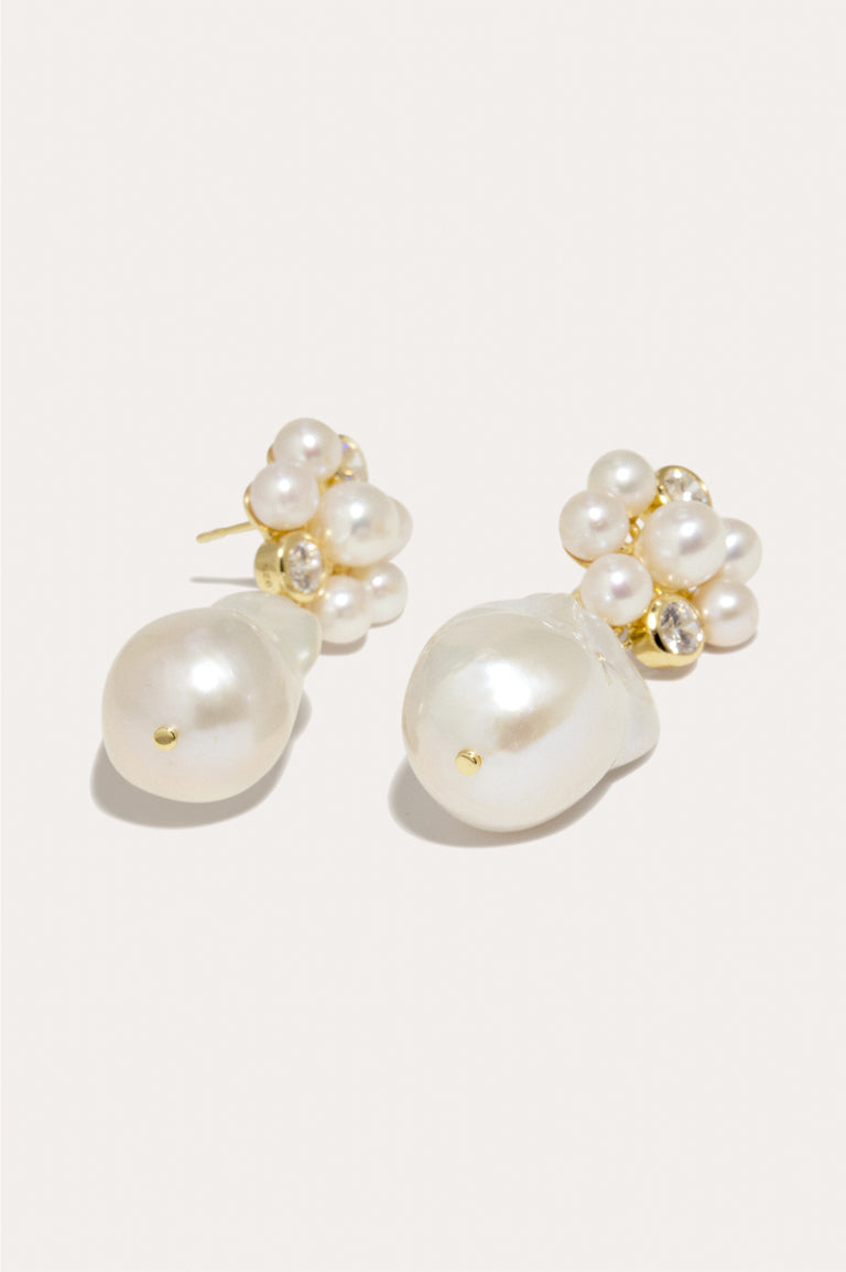Lightdrops - Boucles d'oreilles en Vermeil d'Or Recyclé avec Perles et Zircons