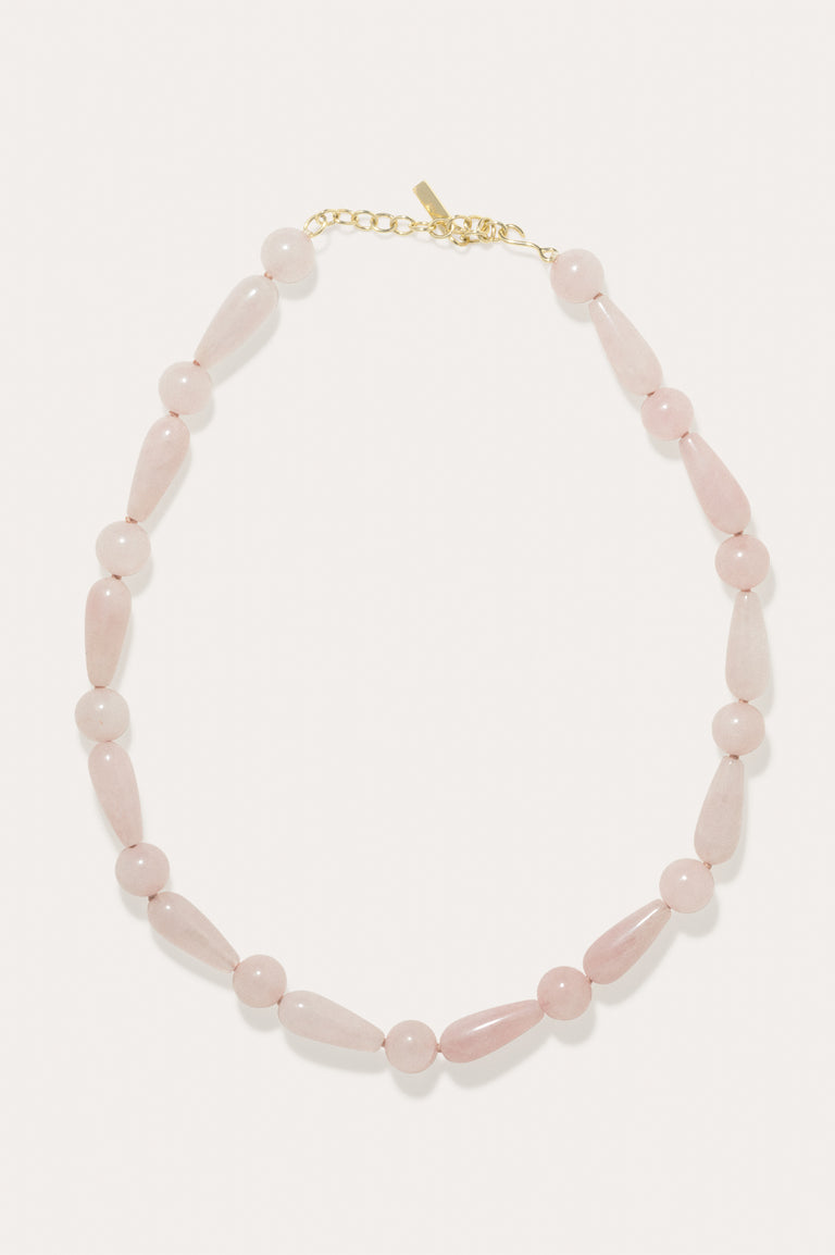 Les profondeurs du temps - Collier en quartz rose et vermeil d'or recyclé