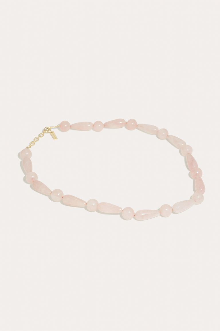 Les profondeurs du temps - Collier en quartz rose et vermeil d'or recyclé