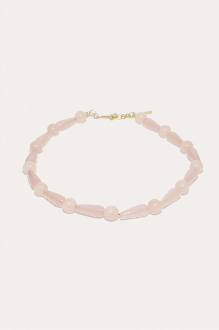 Les profondeurs du temps - Collier en quartz rose et vermeil d'or recyclé